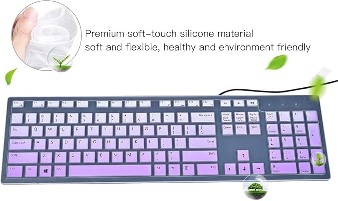 Keyboard Cover for Dell KM636 Wireless Keyboard & Dell KB216 Wired/Dell Optiplex 5250 3050 3240 5460 7450 7050/Dell Inspiron AIO 3475/3670/3477 All-in One Desktop Keyboard Cover Skin, Light Purple