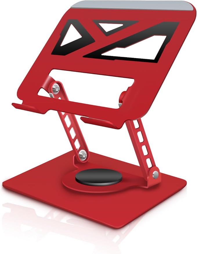 3-Year Red Swivel Laptop Stand-360° Rotating,Ergonomic Adjustable Metal Design,Fits10-16 Laptop Stand,Ideal for Desk Office & Travel,Foldable&Portable,Mechanical Style,Perfect for Everyone