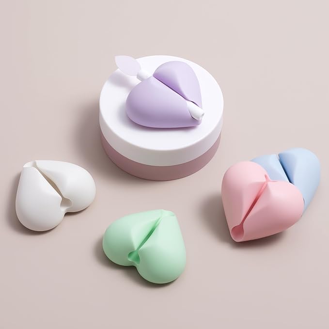 5 Pcs Cable Clips Cord Holder, Heart Shaped Wire Holders for Cords, Colorful Adhesive Cable Management Charger Holder Clips for Office Nightstand desk- White, Green, Pink, Blue, Purple