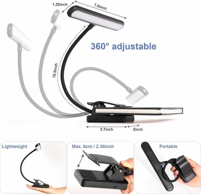 4 Pack 28 LED Music Stand Lights, Eye Caring Clip-on Piano Light, Blue Light Blocking, USB-C Rechargeable, 4 Color x 3 Brightness, Ideal for Musician, Piano, Sheet Music, Orchestra, Guitar