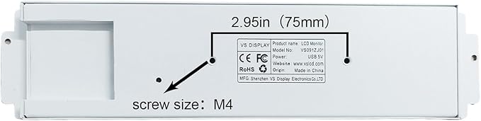 VSDISPLAY 9.1 Inch 1920x462 IPS Small Mini LCD Monitor PC Case LCD Screen Secondary Display Monitoring Computer Temperature CPU GPU RAM Data,White
