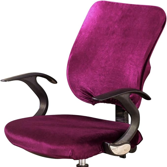 VIOKKO Stretch Spandex Velvet Computer Office Chair Covers, Removable Washable Universal Chair Slipcovers for Hotel Home Bar Wedding Party Decor (Chair Seat Cover + Backrest Cover)