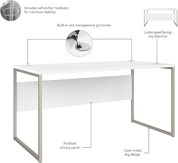 Bush Business Furniture Echo L Shaped Desk, 60W, Gray Sand