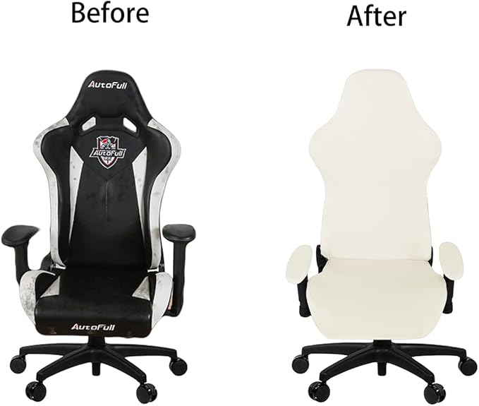 SARAFLORA Gaming Chair Covers Stretch Washable Computer Chair Slipcovers for Armchair, Swivel Chair, Gaming Chair,Computer boss Chair (Ivory, X-Large)