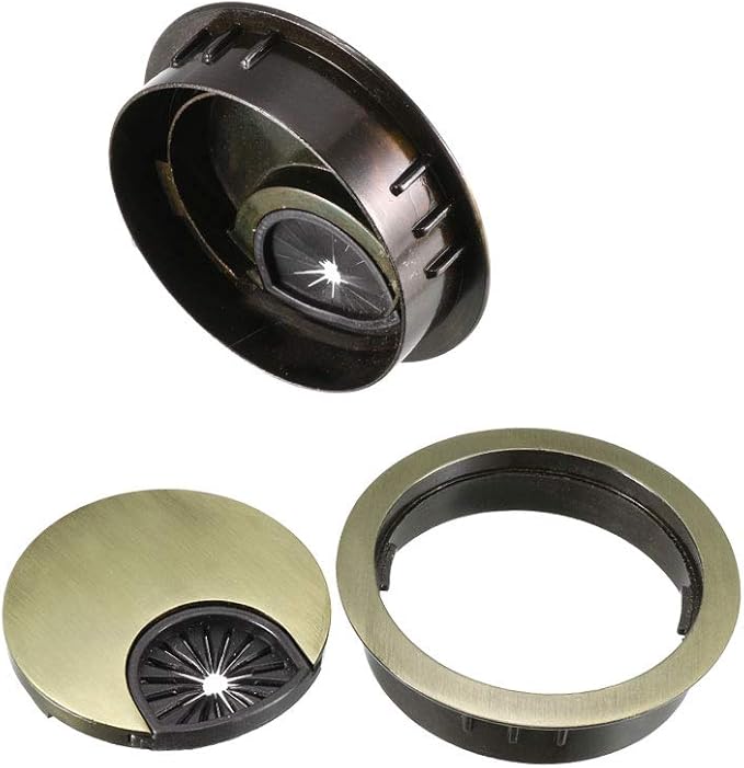 uxcell Cable Hole Cover, 2Inch/50mm Zinc Alloy Desk Wire Cord Cable Grommets Hole Cover for Office PC Desk Cable Cord Organizer, Bronze Tone