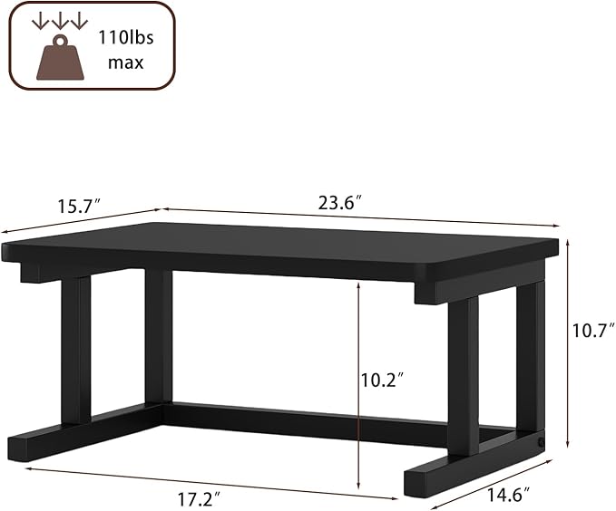 Desktop Printer Stand, 23.6″ x 15.7″ 2-Tier Large Printer Shelf fit 3D Laser Printer/Scanner/Fax Machine, Industrial Storage Rack for Home Office Storage, Black P6040-B