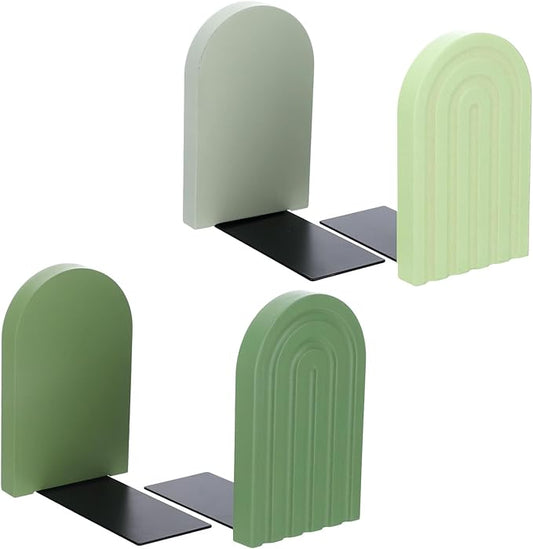4Pcs Boho Arch Wooden Rainbow Bookends, Cute Book Ends for Shelves, Non Skid Wood Bookends for Kids, Colorful Book Holder Stand Stoppers for Heavy Books Home Office Back to School Library Kitchen