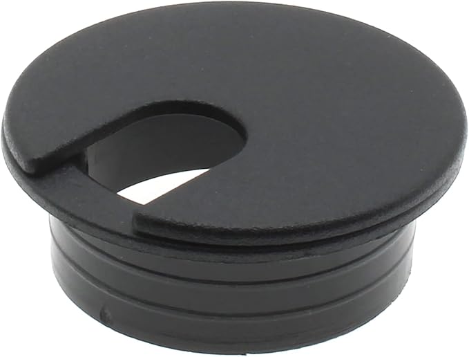 1-1/2 Inch (38 mm) U-Shaped Opening Desk Grommet 2 Pcs ABS Plastic Cable Hole Cover Cable Cord Grommet to Arrange Wires & Cords Through Computer Table/Countertops (Black)