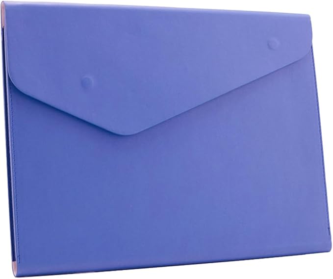 PU Leather A4 File Folder Document Holder Waterproof Portfolio Envelope Folder Case with Invisible Magnetic Closure (Purple, A4)