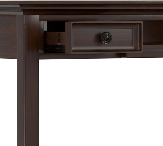 SIMPLIHOME Amherst Desk - 54 Inch Wide Solid Wood Writing Desk in Russet Brown, Transitional Home Office Computer Table for Workspace or Study with 2 Drawers and Flip-Down Keyboard Tray