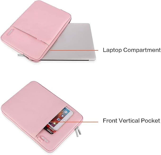 MOSISO Laptop Case 13 inch, Laptop Sleeve Compatible with MacBook Neo/Air/Pro 13 inch with A18/M5/M4/M3/M2/M1 Chip 2026-2016, Polyester Vertical Computer Sleeve Bag with Pocket, Pink