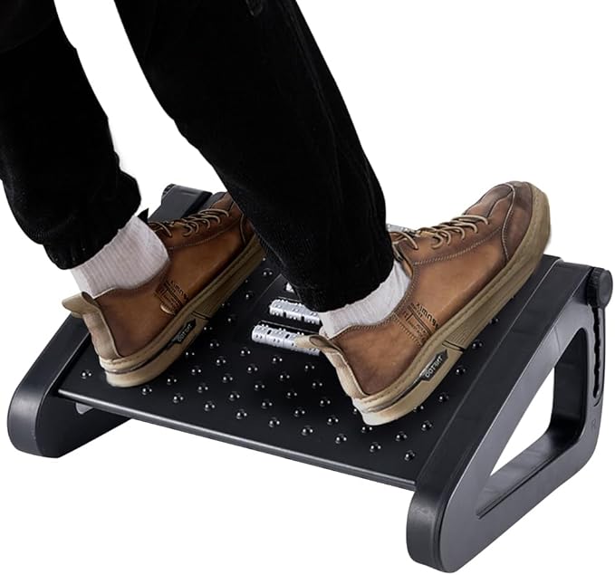 CasaZenith Foot Rest, Six Heights Adjustable Foot Rest for Under Desk at Work, Ergonomic Foots Stool for Under Office Desks, Under Desk Footrest with Foot Massage Roller, Chair Footrest for Leg Rests