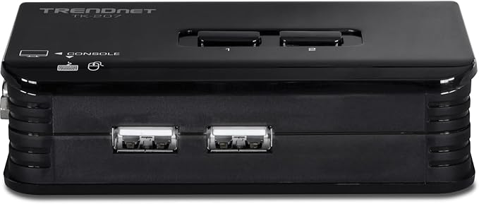 TRENDnet 2-Port USB KVM Switch, TK-207K, Control Two Computers with One Set of Console Controls, 2048 x 1536 Resolution, 60Hz Refresh Rate, All Required Cabling Included, Black