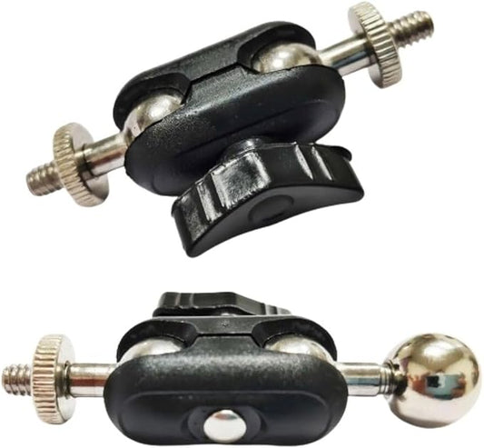 2 Pack Super Clamp Mount Arm Replacement Support Dual Head 17mm Ball Joint + 1/4'' Screw Heavy Duty Connector for Gopro Camera Trail Cam Tripod Phone Holder Webcam Motorcycle Light Stand