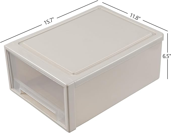 Large Stackable Storage Drawers, 18 Quart Plastic Stacking Drawer Units, 4 Packs