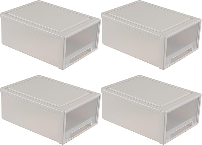 4-Pack Drawer Tower, 4-Tier Plastic Storage Organizer Unit, Multi-Purpose Container Drawers for Bedroom, Bathroom, and Office Organization
