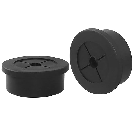 Hordion 2PCS Rubber Grommet 1-1/8 Inch (28mm), Desk Grommet Black Wire Hole Cover for Office Computer Desk Wire Cable Cord Organizer