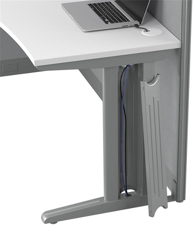 Bush Business Furniture Office in an Hour 3 Person L Shaped Cubicle Desks with Storage, Drawers, and Organizers in Pure White | Triple Workstation Set with Privacy Panels for Commercial Workspace