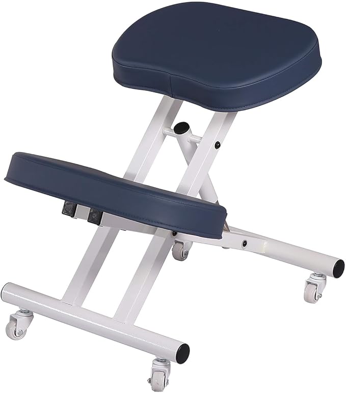 Massage Ergonomic Kneeling Chair, Adjustable Height Posture Stool for Home and Office - Neck and Back Pain Relieving | Spine Tension Relief (Royal Blue)
