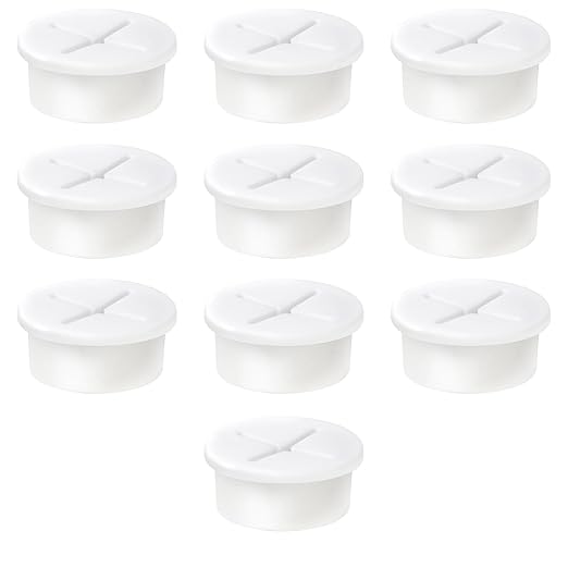 1" White Desk Grommet, JTemgle Flexible Cable Grommet Cross Rubber Cable Hole Cover Wire Organizer Caps Desktop Cord Management for Home Office TV Stands Tabletops, 10 Pieces