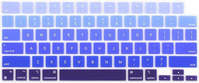 ProElife Keyboard Cover Skin for 2026-2022 MacBook Air 13.6 inch 15.3 inch M5 M4 M3 Chip A3449 A3240 U.S Enter TPU Protector for MacBook Air 13'' 15'' M5 M4 M3 2026 2025 2024 Accessory (Ombre Blue)