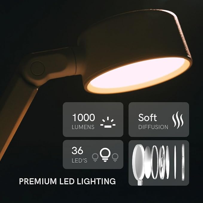 LUME CUBE Edge Light Go - Rechargeable Cordless Table Lamp - Perfect Lighting Wherever You Need it - Battery Powered LED Desk Light with Red Light Mode & Wireless Charger (Sage)