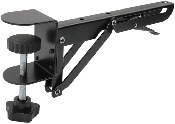1 Set Desk Extension Folding Shelf Brackets,Metal Tablet Mount Arm Computer Desk Extender Clamp,Keyboard Rack Desktop Extension Tray,Black Small Clip