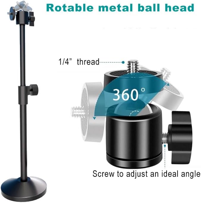 Webcam Stand with Phone Holder, Extendable Desktops Tripod Camera Stand Mount for Logitech Webcam C922 C930e C920S C920 C615 C960 C920x BRIO 4K NexiGo N60, Ring Light, GoPro, with 1/4" Thread