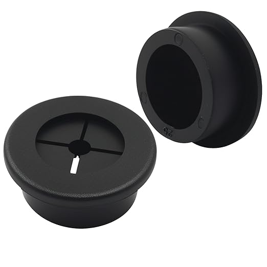 Hordion 2PCS Rubber Grommet 1 Inch (25mm), Desk Grommet Black Wire Hole Cover for Office Computer Desk Wire Cable Cord Organizer