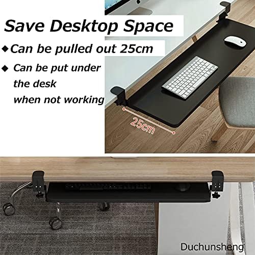 Table Standing Workstation Food Tray Table Rolling Table with Adjustable Height,Keyboard Shelf Keyboard Tray Under Desk, for Place Keyboard Mouses, Made of Wooden and Sturdy Slide Rail Devic