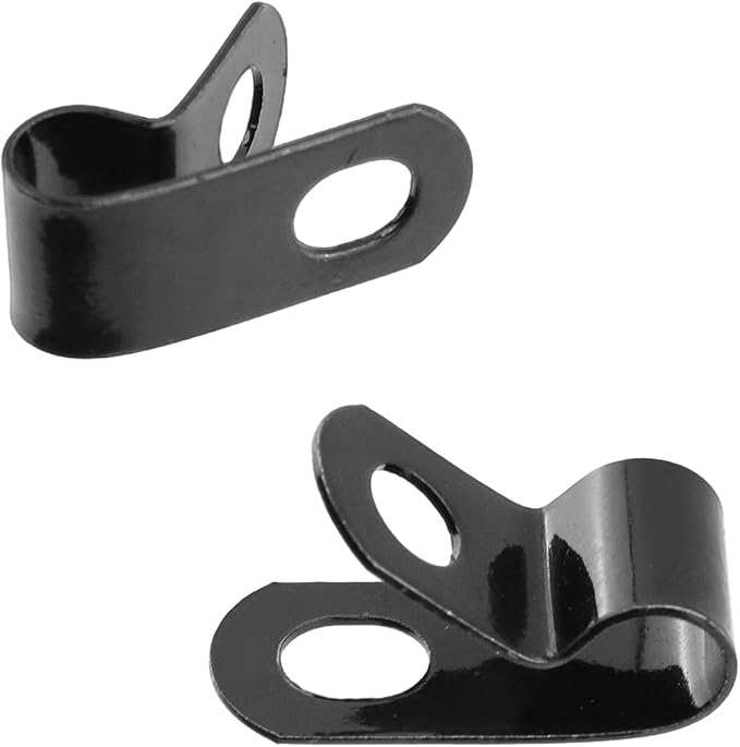 Antrader Fence Wire Clamps, 100Pcs R-Type Agricultural Fencing Mounting Clips, 6mm/0.24" Cable Management Cord Organizer with Screws to Vinyl, Wood or Metal Fence