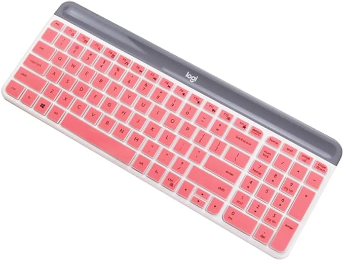 Ultra Thin Silicone Keyboard Skin Cover Compatible for Logitech MK470 Slim Wireless Keyboard, Logitech MK470 Keyboard Accessories (Pink)