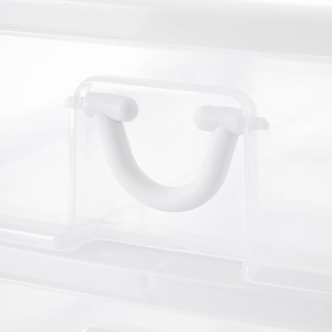 Gracious Living 2 Drawer Desktop & Countertop Organizer with Flip Top Lid for Office Supplies and School Supplies, White/Clear (2 Pack)