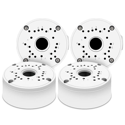 OOSSXX Metal Junction Box Mount Bracket, Universal for Bullet Security Camera, Aluminum Waterproof Hide Cable Junction Box Compatible with Solar Panel, Fits Wall Ceiling (White 1-Pack)