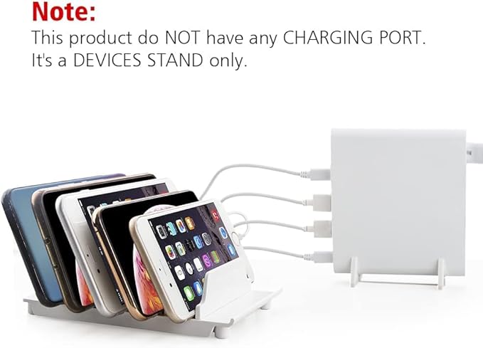 Adjustable Phone Stand Holder Dock Mobile Phone Tablet Organizer Multi Device Universal Desktop Stand Rack for iPhone Samsung Kindle Fire Tablet and Most Electronics Devices-No Charging Port (S-White)