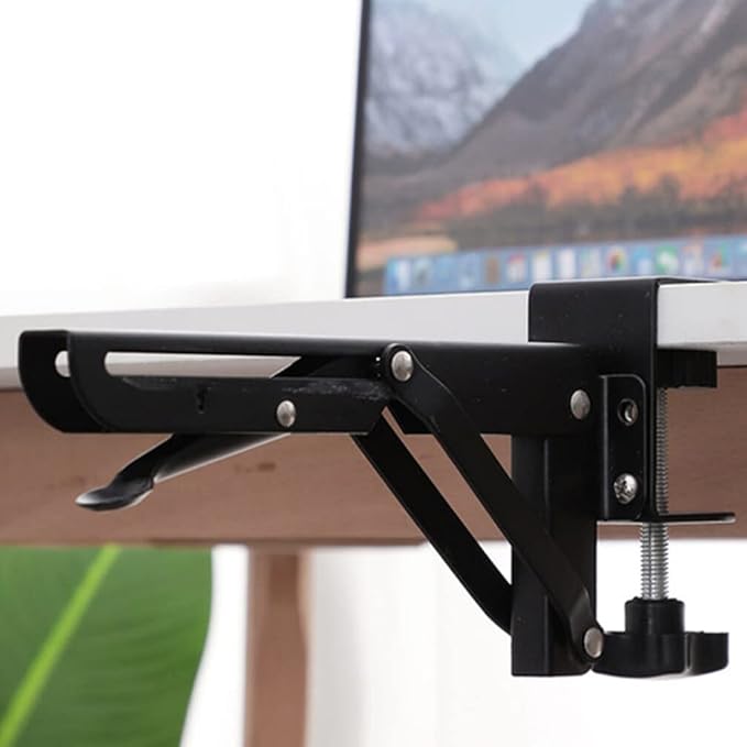 Angoily Folding Desktop Keyboard Tray Support Bracket Adjustable Clamp-on Keyboard Hand Support Portable Desk Extension Board 9.84X4.13X1.77In for Home and Office