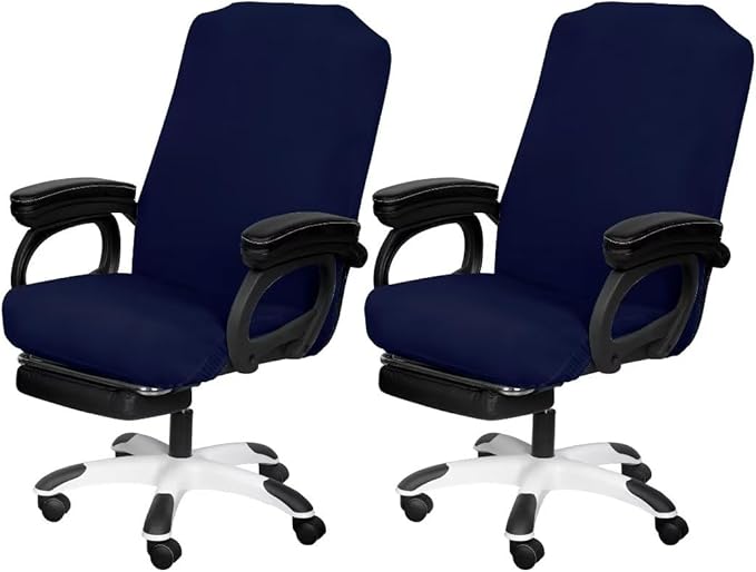 SARAFLORA 2 Pack Office Chair Cover, Stretchable Desk Chair Cover Removable Computer Chair Cover for Office Chair with Zipper Universal Spandex Rotating Chair Cover Anti-dust Chair Slipcover,Navy