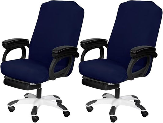 SARAFLORA 2 Pack Office Chair Cover, Stretchable Desk Chair Cover Removable Computer Chair Cover for Office Chair with Zipper Universal Spandex Rotating Chair Cover Anti-dust Chair Slipcover,Navy
