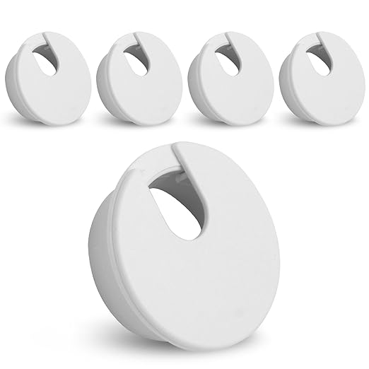 5pcs 1-3/8 Inch Desk Grommet, Plastic Desk Hole Cover, White Cable Hole Cover, Desk Hole Grommet for Wire Cord Organizing Office Computer Desk