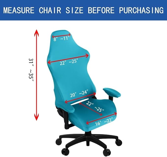 SARAFLORA Gaming Chair Cover, 2 Pack Teal - Stretchable, Removable, Protective Chair Cover for Armchair, Swivel Chair, Computer Boss Chair, Spandex Slipcovers