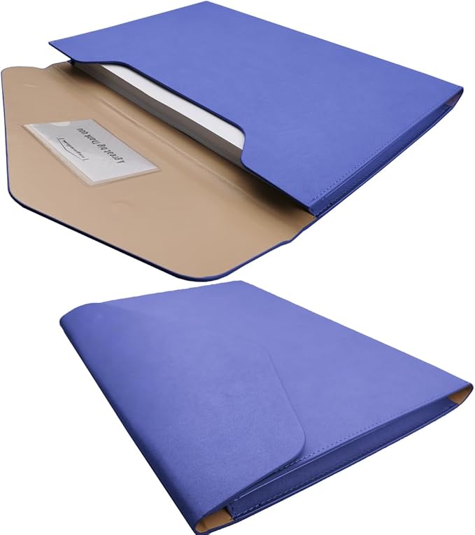PU Leather A4 File Folder Document Holder Waterproof Portfolio Envelope Folder Case with Invisible Magnetic Closure (Purple, A4)