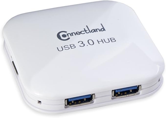 Connectland USB 3.0 4 Port Hub 5Gbps Data Transfer Rate Components Other White - CL-HUB20127