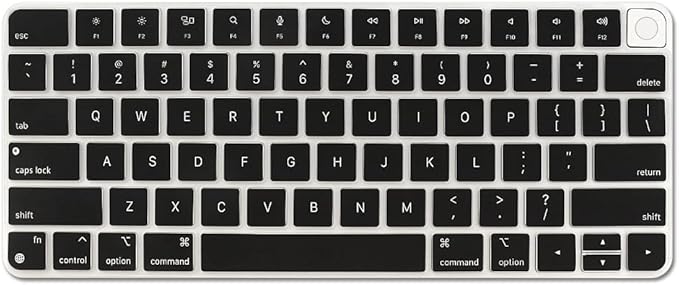 ProElife Keyboard Cover Skin for 2024-2021 Apple Magic Keyboard 3 with Touch ID A3118 A2449 Ultra Thin Silicone Keyboard Protector for iMac 24'' / Mac mini M4 M2 M1 Chip Keyboard Accessories (Black)