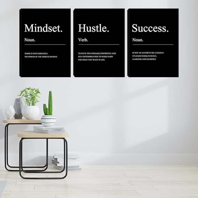 Motivational Wall Decor 3 Pieces Success Paintings Motivational Posters Prints Office Wall Decor Inspirational Canvas Wall Art Picture for Home Bedroom Living Room Decorations(36" Wx16 H)