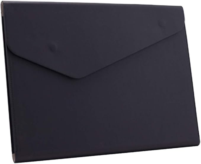 PU Leather A4 File Folder Document Holder Waterproof Portfolio Envelope Folder Case with Invisible Magnetic Closure Black