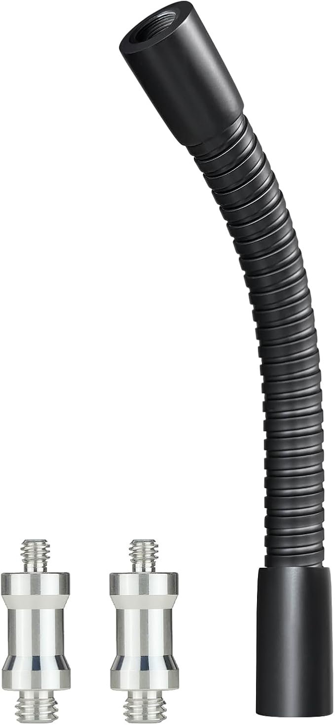 Heavy-Duty 9" Flexible Gooseneck Arm Extension Tube Bar Rod Kit Flex Mount with 1/4" & 3/8" Threads for Mobile Phones Cameras Mic Lighting and More Fits Most Stands Tripods Rigs Grips and Clamps