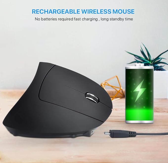 Ergonomic Wireless Mouse Unique Rechargeable Optical Vertical Mouse, 2.4G 5.0 Bluetooth Mouse Ergonomic with 6 Buttons, 800/1200/1600 DPI Wireless Mouse for Laptop,Desktop,PC,MacBook