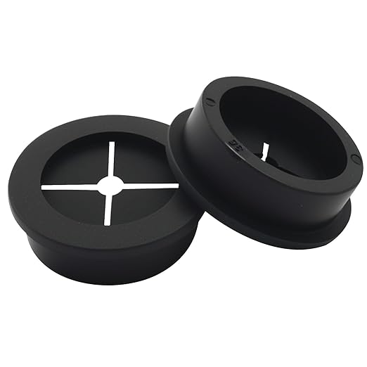 Hordion 2PCS Rubber Grommet 1-3/8 Inch (35mm), Desk Grommet Black Wire Hole Cover for Office Computer Desk Wire Cable Cord Organizer