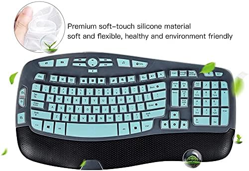 Keyboard Cover for Logitech K350 MK570 MK550 Keyboard Cover for Logitech K350 MK550 MK570 Wireless Wave Keyboards Covers Skin Protector Accessories, Mint Green