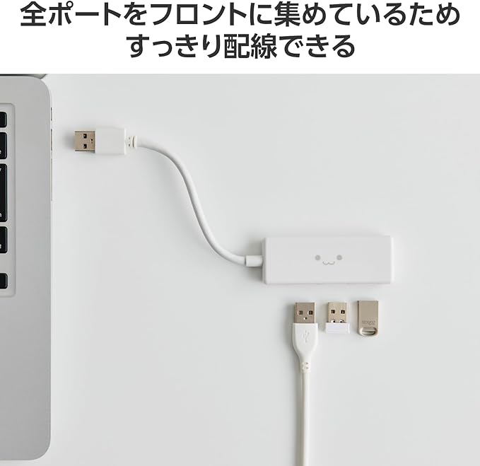 Elecom U3H-H030WF USB Hub USB 3.0 Bus Power, 3 Ports, White (Shiro-chan)